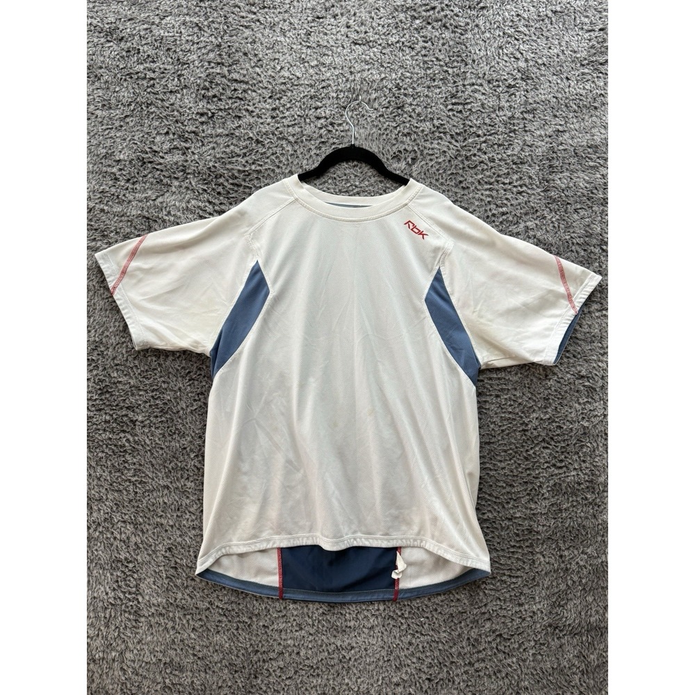 Vintage Y2K Men's‎ Reebok Running Jersey in White & Blue Size XL